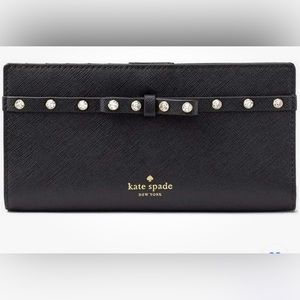 Kate Spade New York 250754 Womens Laurel Way Jeweled Clutch Wallet Black